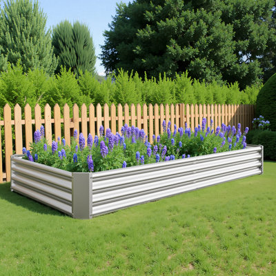 Lit de jardin surélevé pour l'extérieur, boîte à fleurs en métal, pour cultiver des légumes, des fleurs, des herbes, des plantes grasses