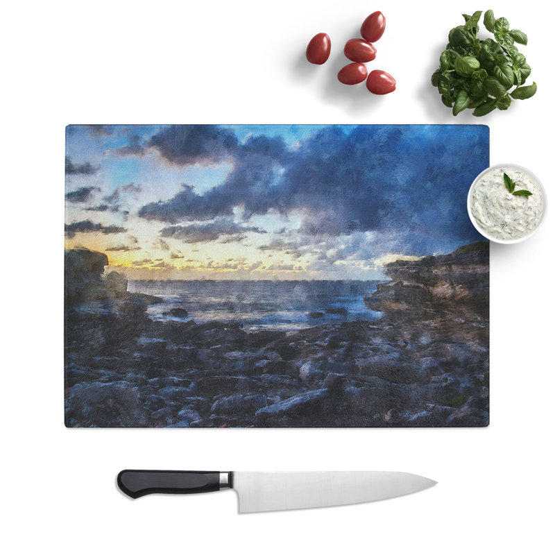 Little Bay in Sydney Painting Chopping Board, 0.4cm H x 20cm W x 28.5cm L