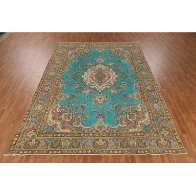 Turquoise Blue Traditional Area Rug 8x11