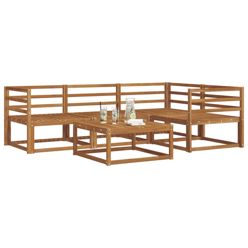 Outdoor Sofa Set 5 Pcs Natural Solid Acacia Wood