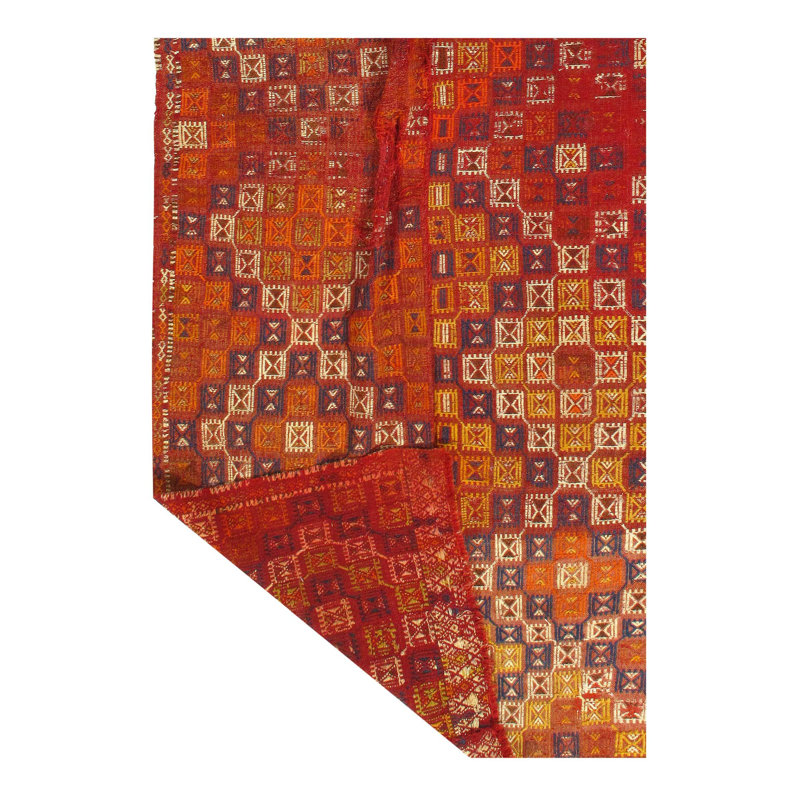 Tapis de couleur rouille unique 10 pi x 3 pi 9 po