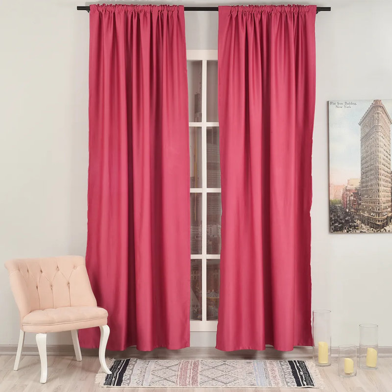 Panneau de rideau simple obscurcissant extra large et très long fait sur mesure, L 52 po x L 276 po, Rose sucre