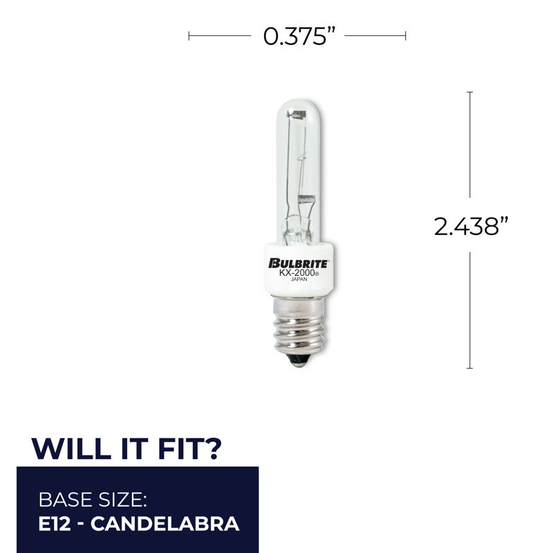20 Watt T3 Xenon/Krypton Dimmable Light Bulb, (2700K) E12/Candelabra Base