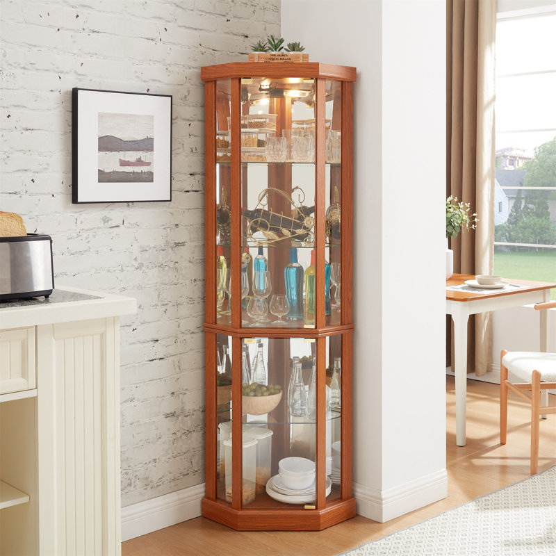 Vitrine d'angle vitrée d'angle pour vitrine d'angle, Chêne foncé