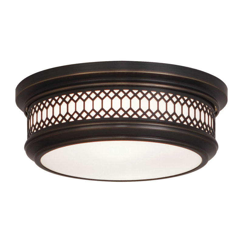 Williamsburg Tucker Flush Mount, Deep Patina Bronze, 4.25"H x 11.75"W x 11.75"D, 2 Lights