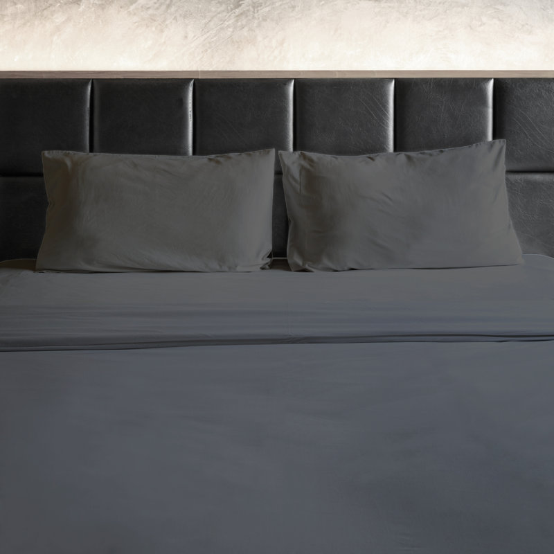 Ensemble de draps en micro-fibre, Gris, Ensemble de draps pour grand lit + un drap-housse 