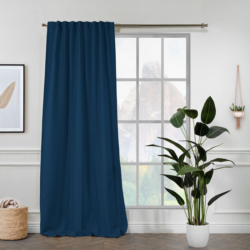 Extra Long & Extra Wide Polyester Decorative Curtain Single Panel, 52" W x 84" L, Blue