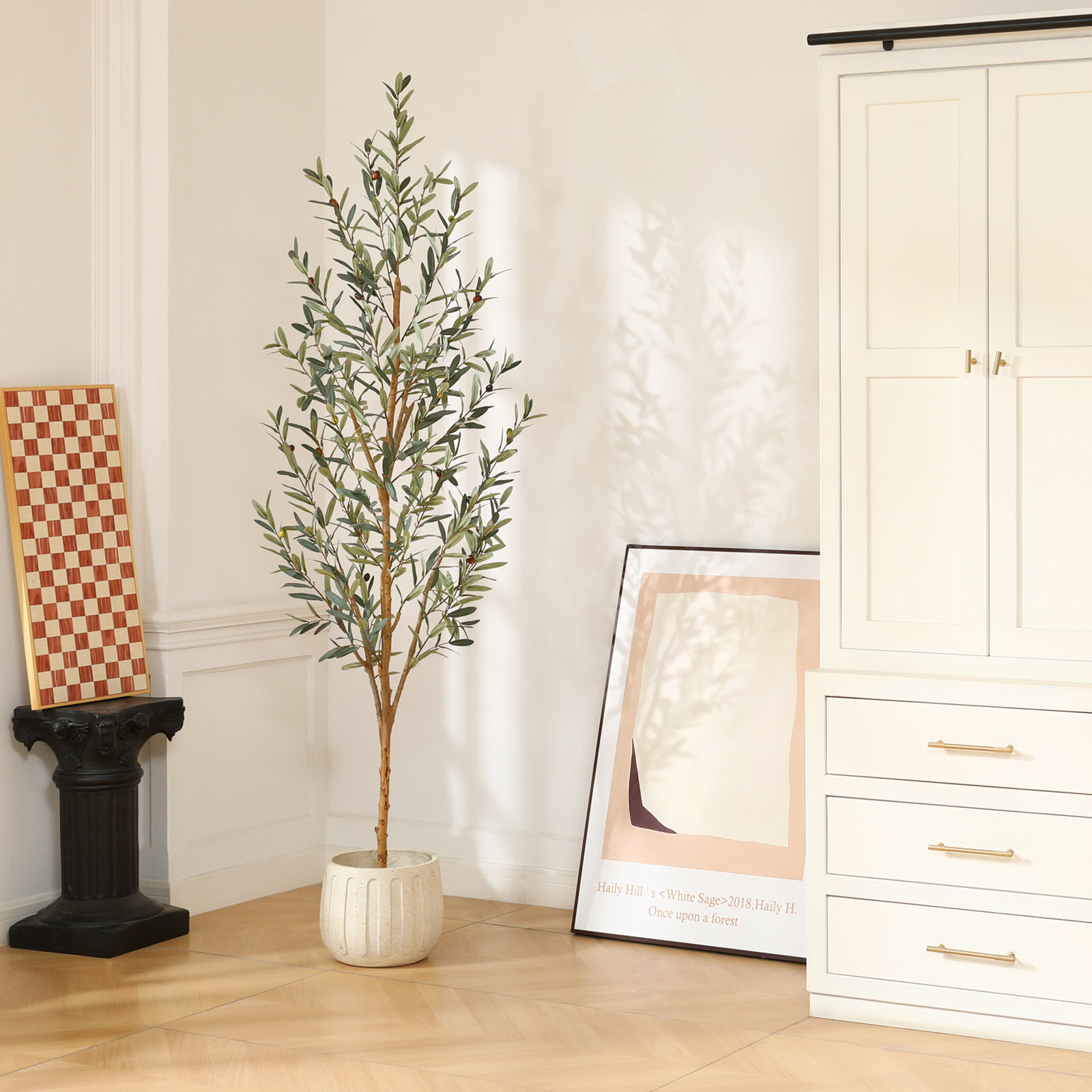 Adcock Olive Tree in Pot, 84" H x 28" W x 28" D