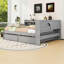 Lit de jour double en L avec ports de chargement USB, tiroirs de rangement et tablettes-99094073