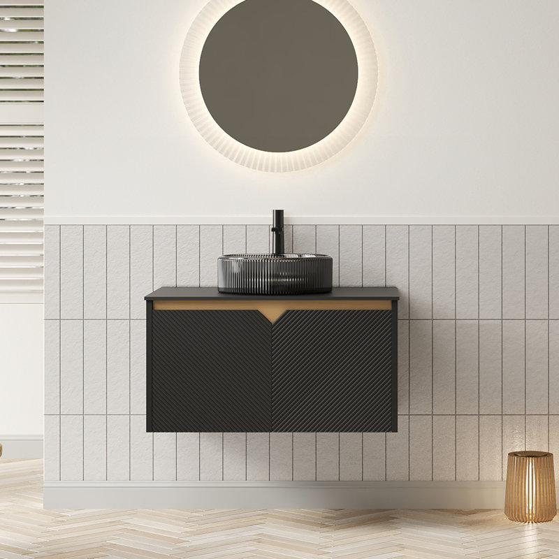 Meuble-lavabo de salle de bain, 30", Noir, Noir