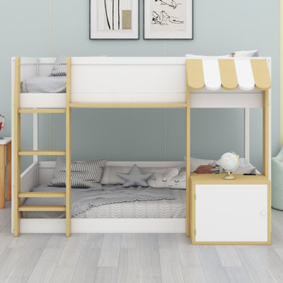 Lit superposé peu encombrant avec bureau, rangement, échelle et USB