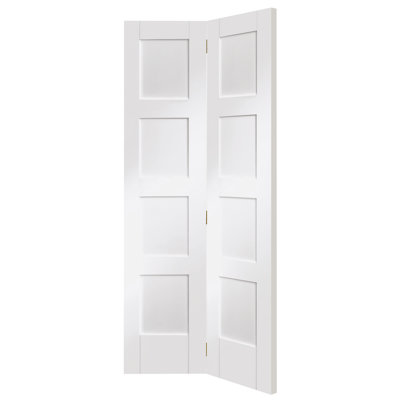Internal White Primed Shaker 4 Panel Bi-Fold