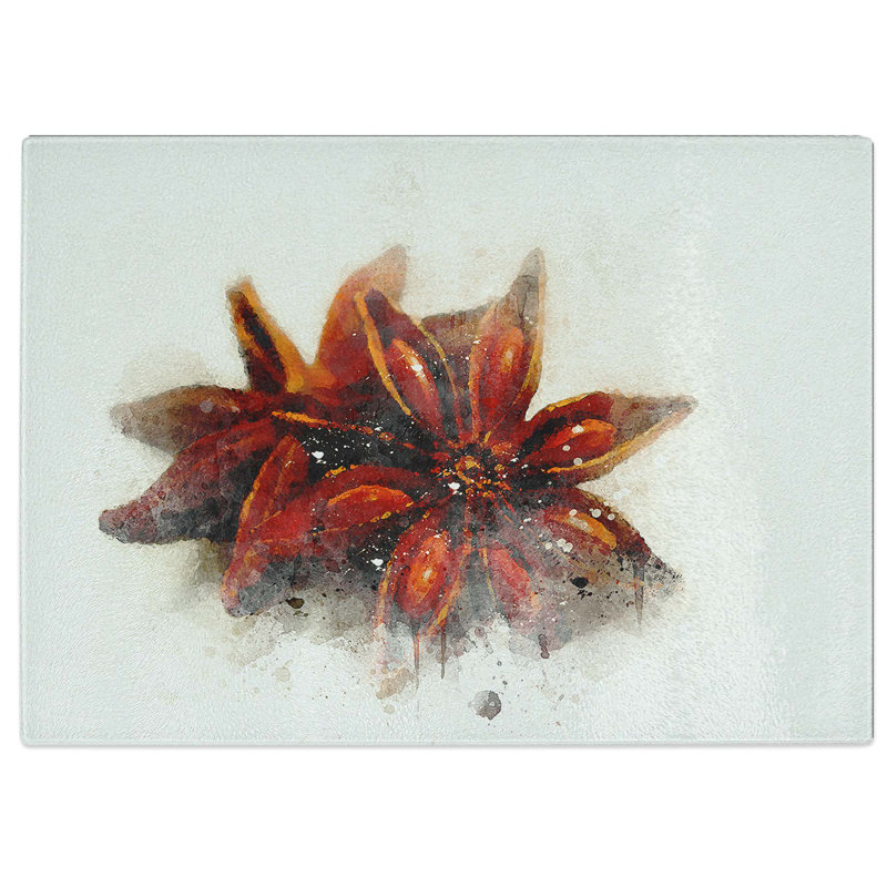 Tempered Glass Star Anise Chopping Board, 39 cm W x 28.5 cm L