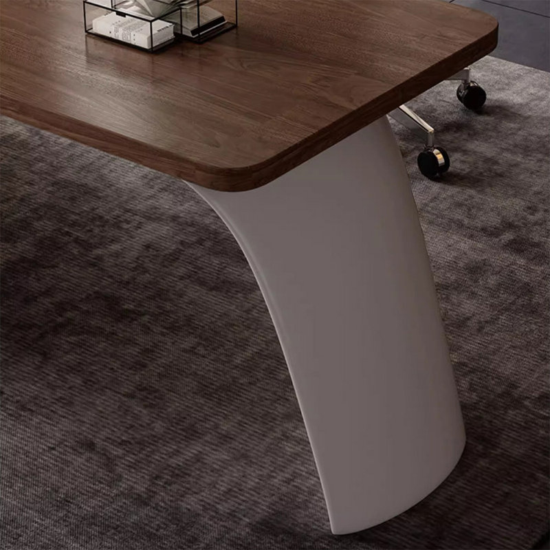 Bureau rectangulaire en noyer massif + bois manufacturé avec 3 tiroirs, H 29,53 po x l 70,87 po x P 27,56 po, Retour à droite