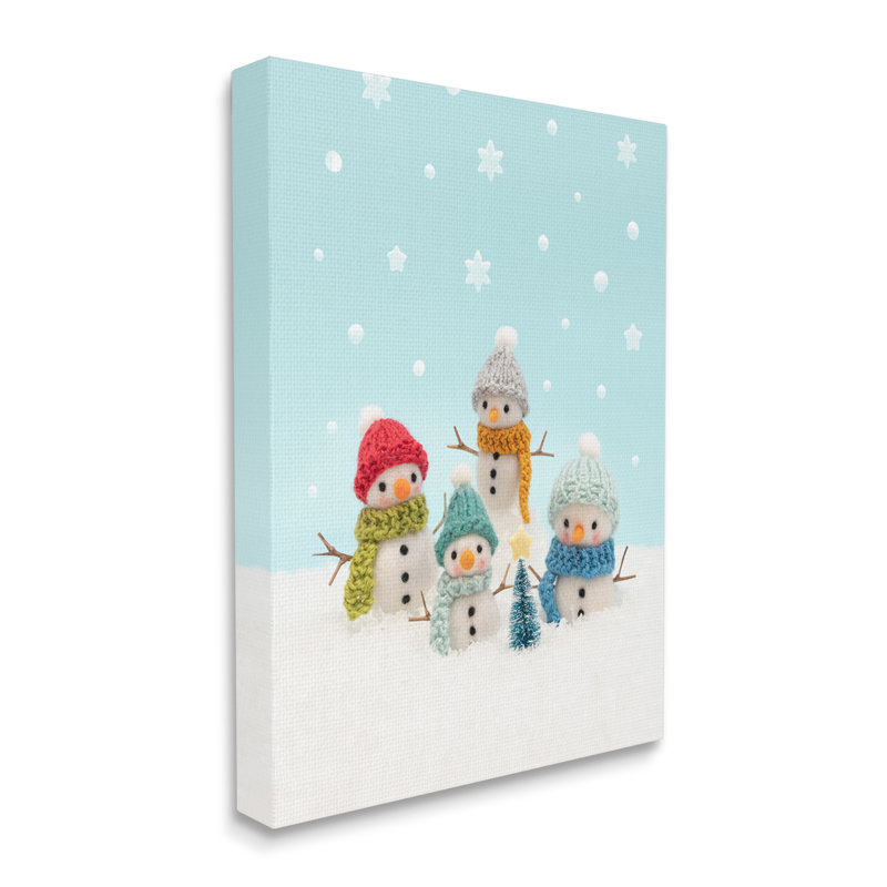 Arbre de Noël Winter Snowmen sur toile, H 48 po x l 36 po x P 1,5 po