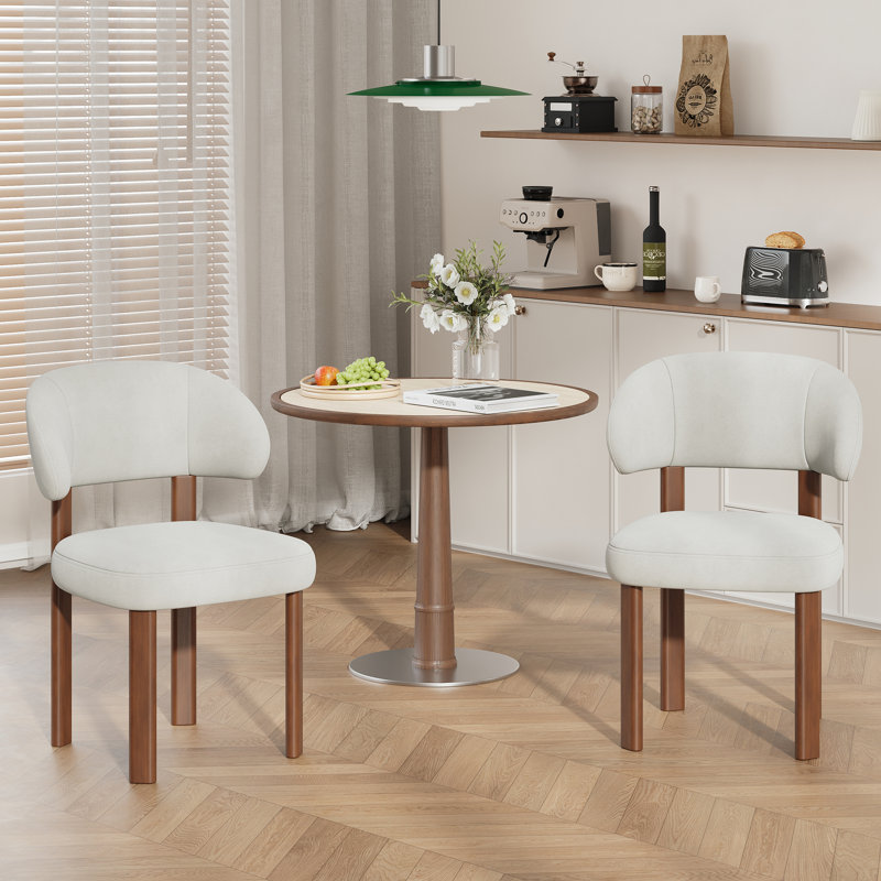 Chaise rembourrée moderne avec dossier incurvé, Beige
