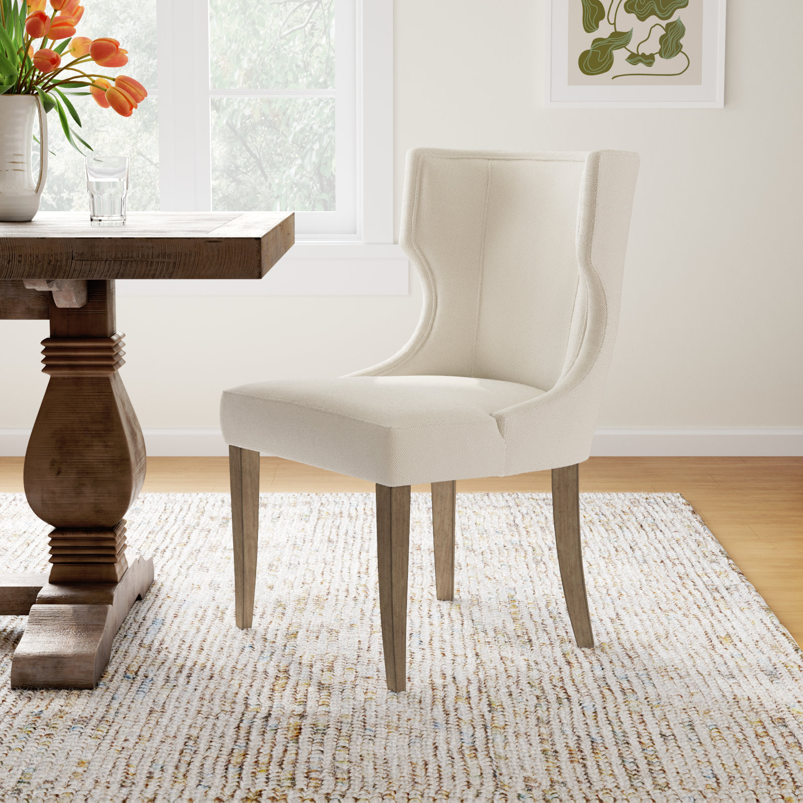 Carson Upholstered Dining Chair, Cream