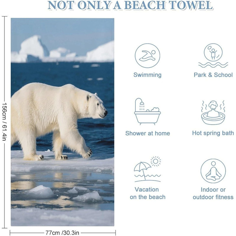 Serviette de plage en microfibre à séchage rapide 50 po x 60 po