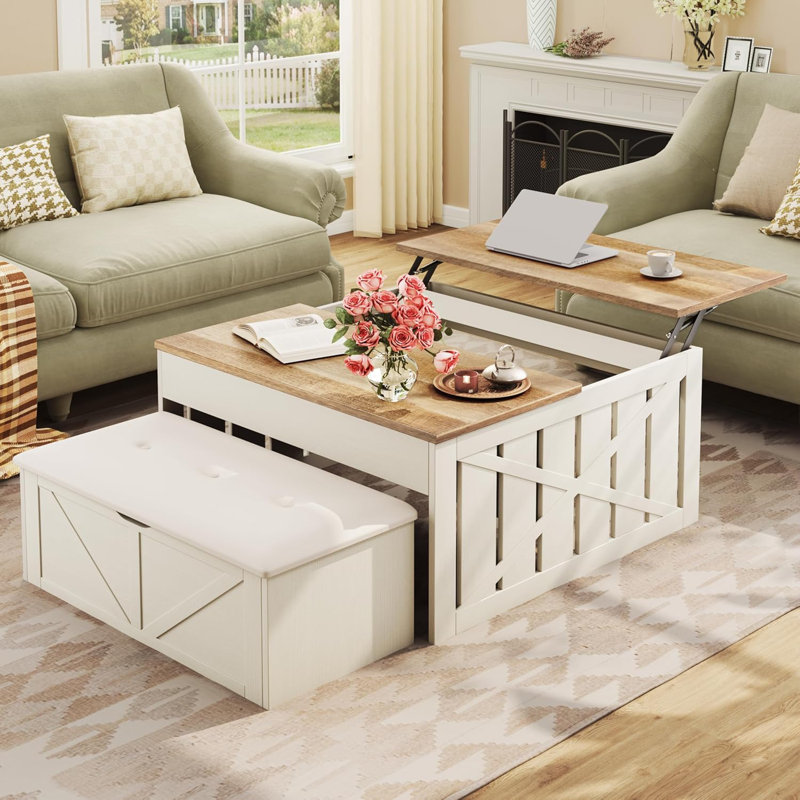 Table basse avec banc de rangement Lift Up, Grey