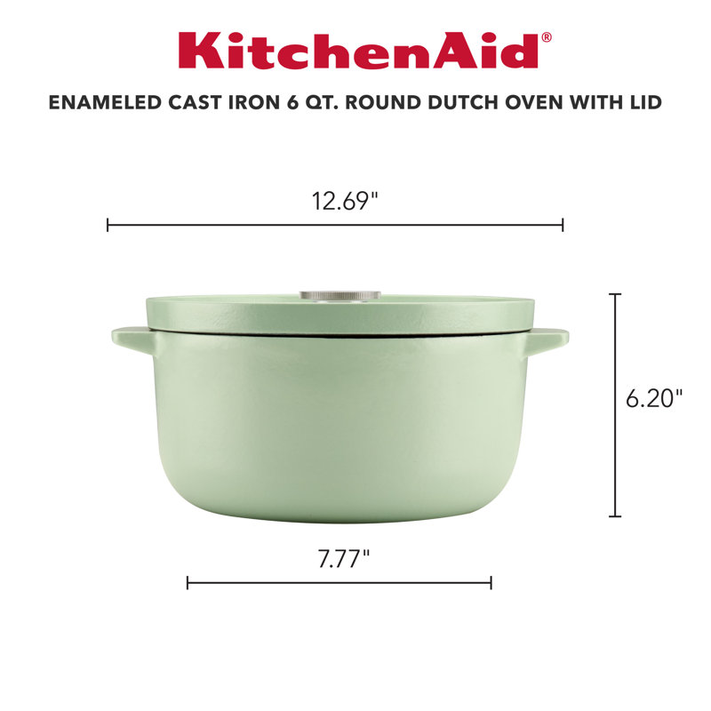 Cocotte en fonte émaillée KitchenAid, 6 pintes, Pistache