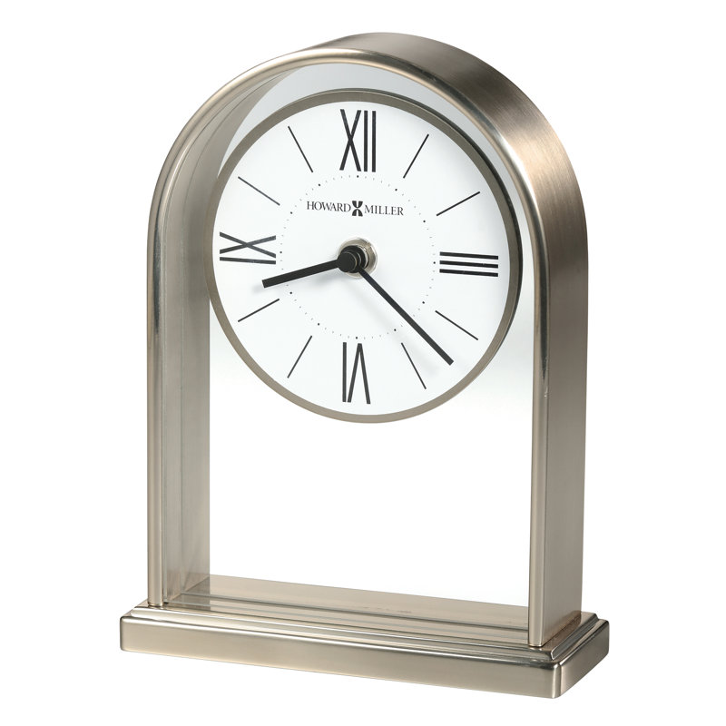 Jefferson Traditional Roman Numeral Crystal Quartz Movement / Crystal Tabletop Clock in Silver