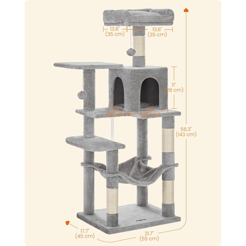 143cm H Cat Tree, Light Grey