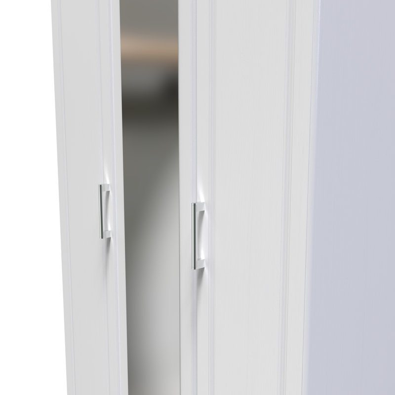 Aalysia Tall Triple Mirror Wardrobe , White Ash/Modern Oak, 196" H x 111" W x 53" D