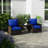 4 Navy Blue Cushion And Pillow For Patio Chairs, Relaxing Outdoor Seating Furniture , Blue, Comfortable Experience