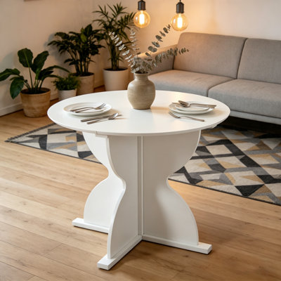 Arlo Modern Sculptural Pedestal Round Dining Table