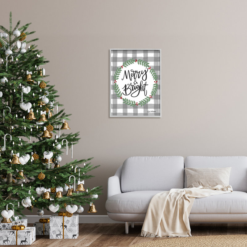 Merry & Bright Gingham Christmas, H 30 po x l 24 po x P 1,5 po, Estampe numérique Farmhouse