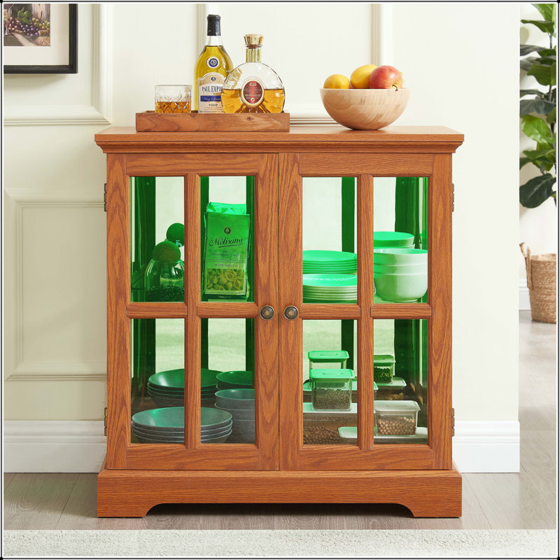 Vitrine à DEL avec tablettes réglables et éclairage Bluetooth - chêne foncé, Chêne foncé