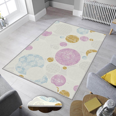 Tapis en polyester de qualité supérieure (5,2 x 7,5 pi), 1% antibactérien, antidérapant, 0,3 po de hauteur | Lavable à la machine, impression numérique 3D, tapis tissé durable | Idéal pour le salon, la chambre à coucher et les espaces repas