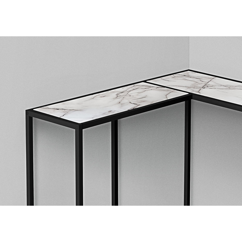 36'' Console Table, White Marble, Black