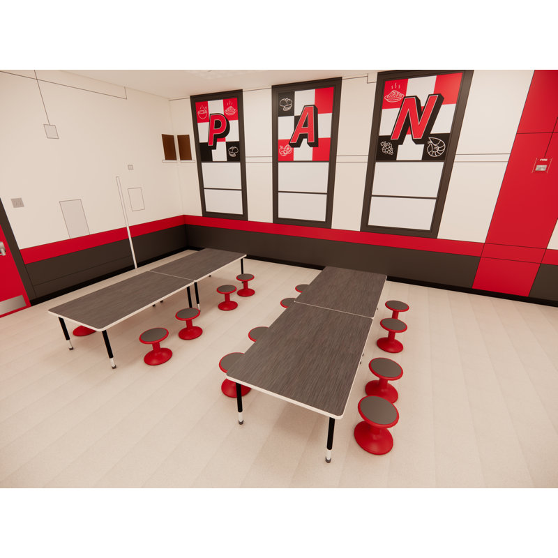 Table d'apprentissage collaboratif avec pieds de luxe rectangulaires, Bleu clair, H 29 po x L 54 po x l 36 po