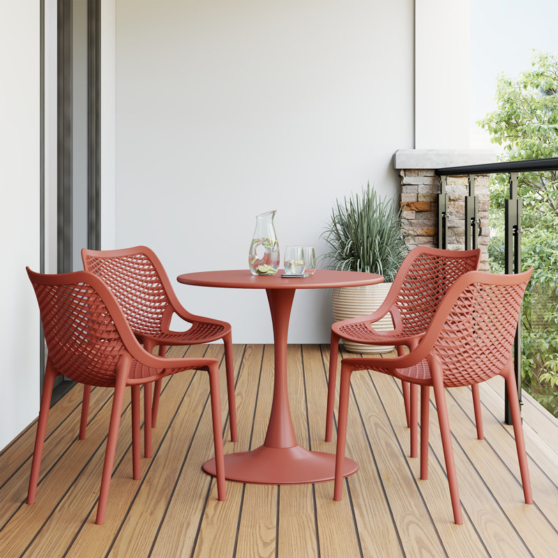 Ensemble repas d'extérieur rond, Rouge