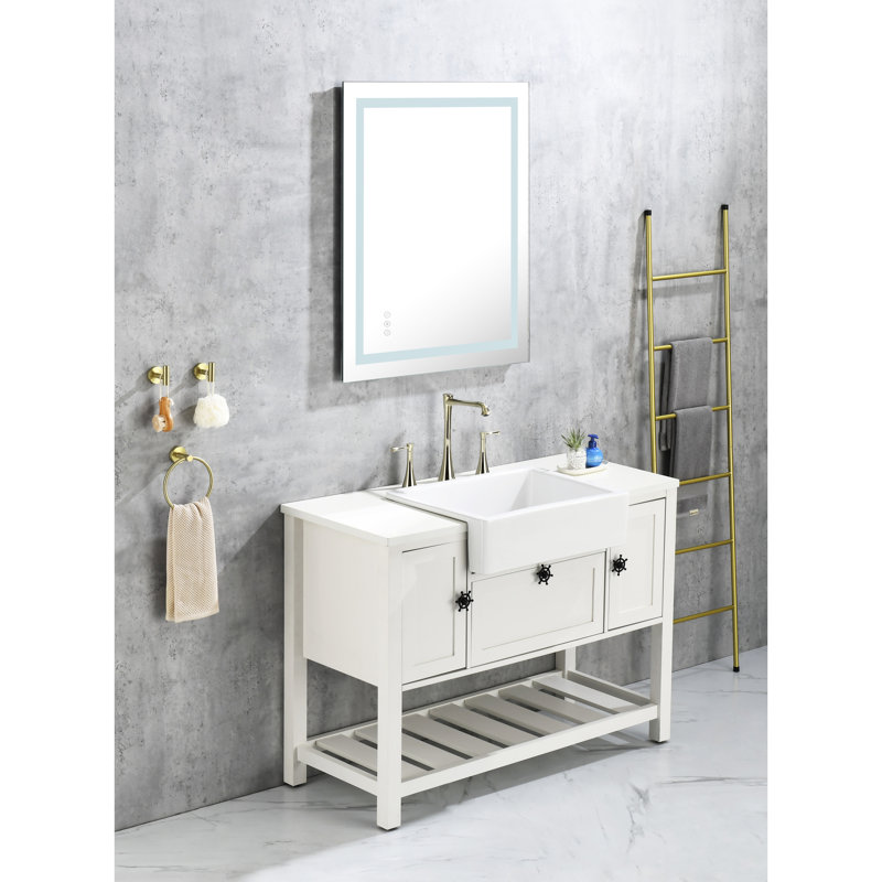 Grand miroir de salle de bain à DEL 40 po x 36 po à intensité variable, 3 couleurs, pour un miroir de meuble-lavabo 40 po x 36 po