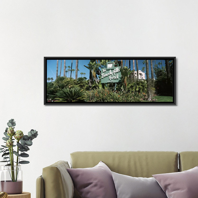 Panoramic Textual Art on Canvas, 12" H x 36" W x 1.5" D, Black Framed