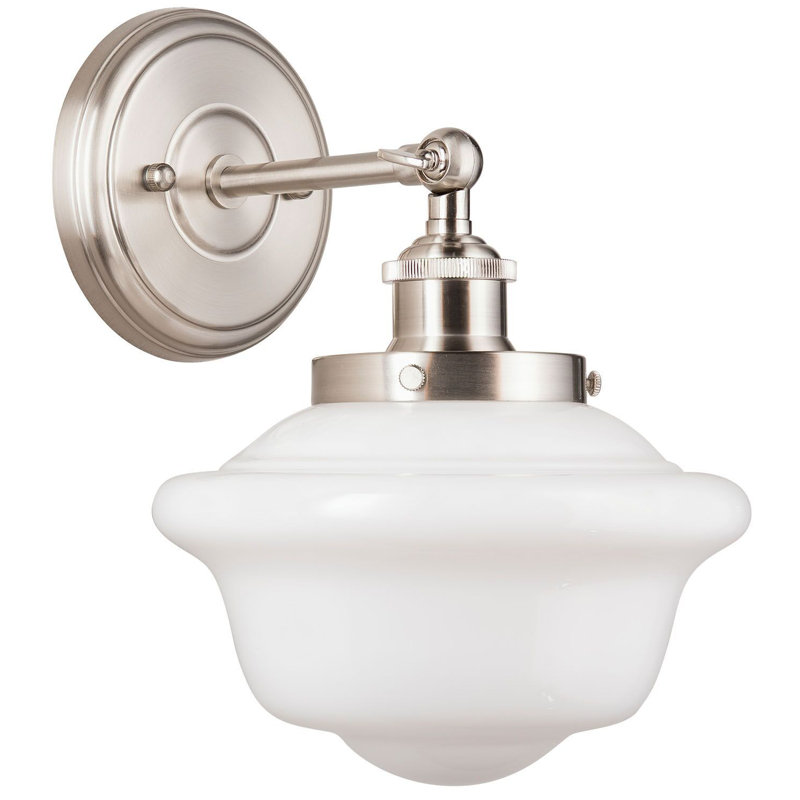 Sille Dimmable LED Bath Sconce, Milk, Polished Chrome