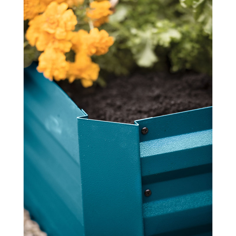 Deep Blue Corrugated Metal Outdoor Raised Garden Bed