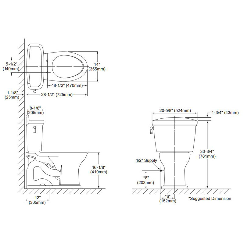 Eco Dartmouth® 1.28 GPF Elongated Two-Piece Toilet, Bone