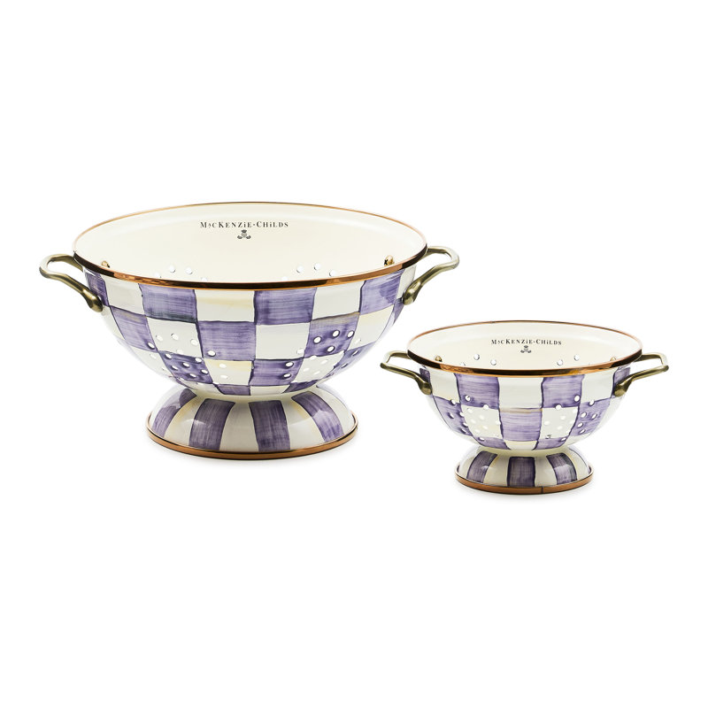 Violet Check Large Colander