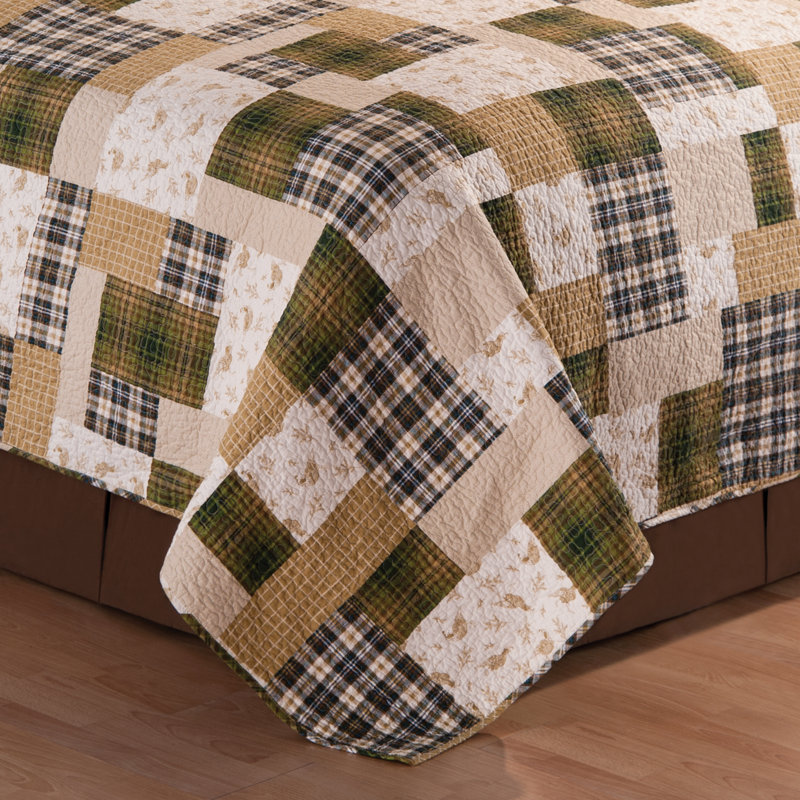Traditional Cotton Patchwork Quilt, Twin Quilt + 1 Sham