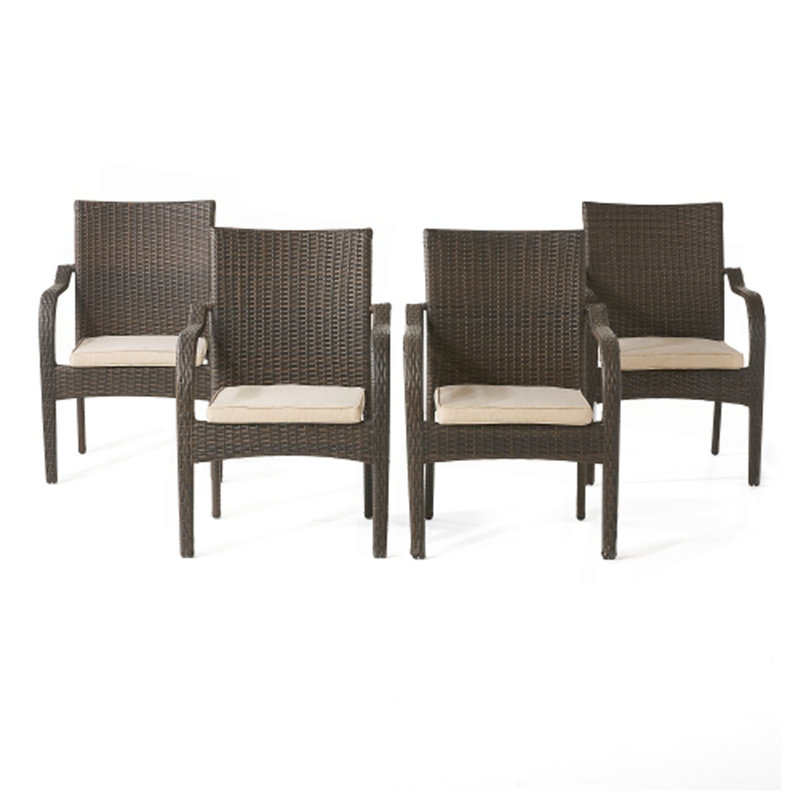 Outdoor Wicker Chairs, 4Pcs