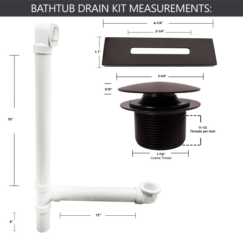 Sch. Ensemble de drain de baignoire 40 pieds en PVC avec trop-plein linéaire, Bronze huilé
