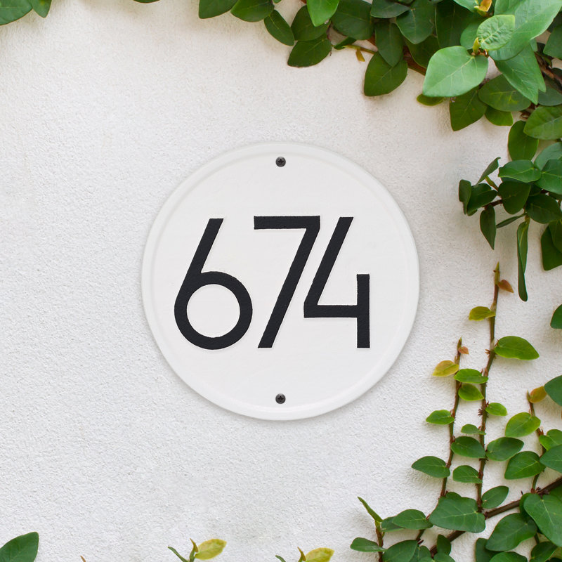 Plaque d'adresse murale 1 ligne personnalisée, Blanc / Noir, Oui