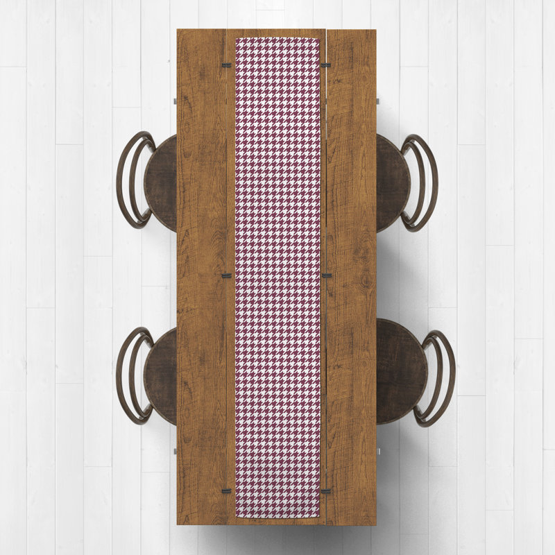 Calixto Rectangle Houndstooth Polyester Table Runner, 72" x 16", Purple