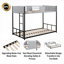 Lit superposé simple au-dessus d'un lit simple en métal, aucun sommier requis, réduction du bruit, capacité de 350 lb par lit, noir avec gris pour la chambre à coucher