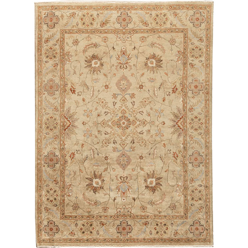 Tapis chameau et crème noué à la main de haute qualité
