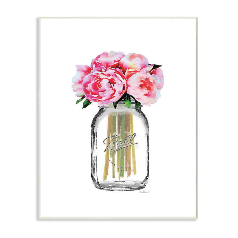 «Fashion Designer Flower Jar Pink Rose», impression, Plaque murale, H 19 po x l 13 po