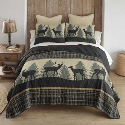 Donna Sharp Deer Walk 3PC Queen Rustic Quilt Set